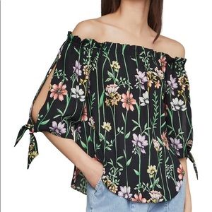 BCBGMaxazria botanical off the shoulder top
